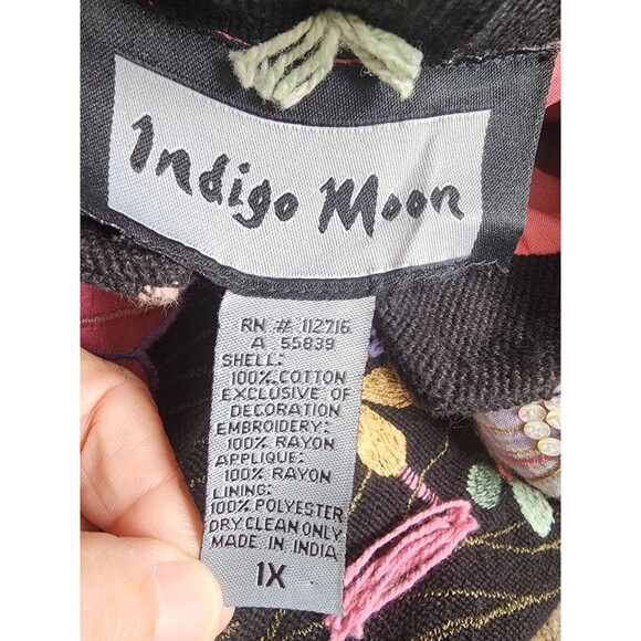 Indigo Moon Jacket Embellished Size 1X Boho Artsy - Picture 7 of 7